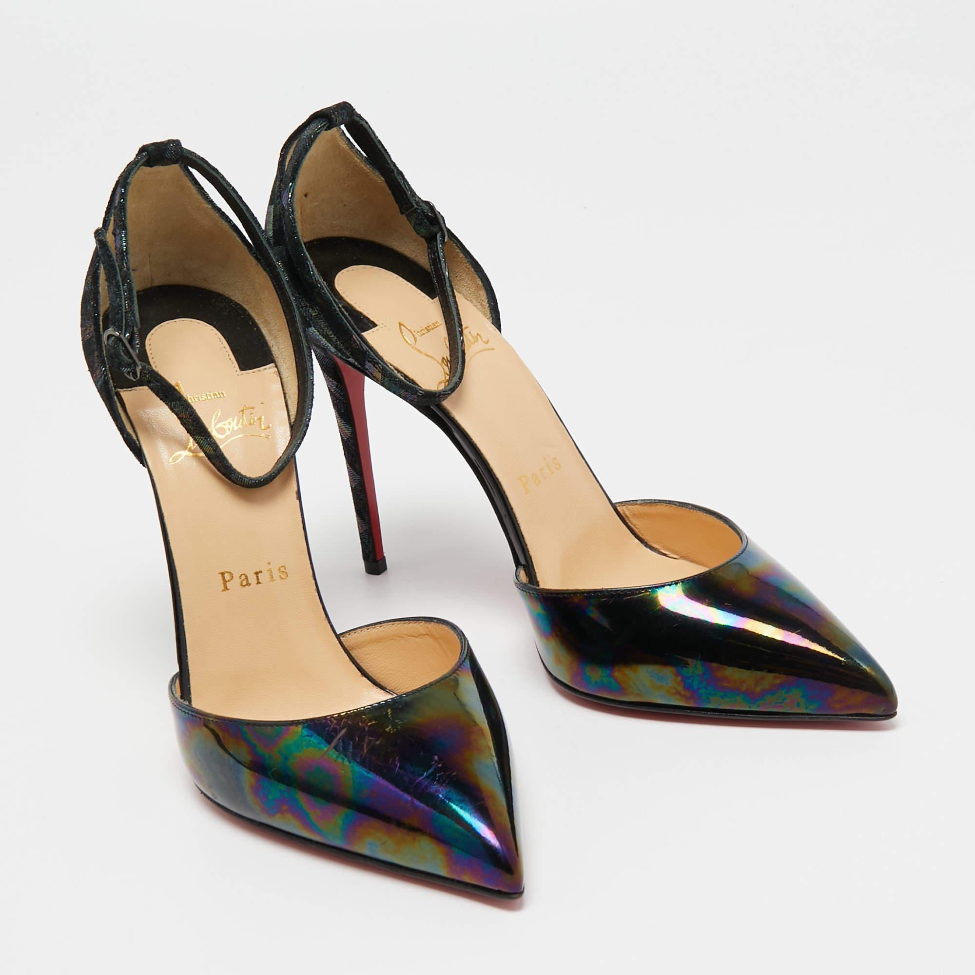 Christian Louboutin Black Iridescent Leather and Pumps Size 38.5 2