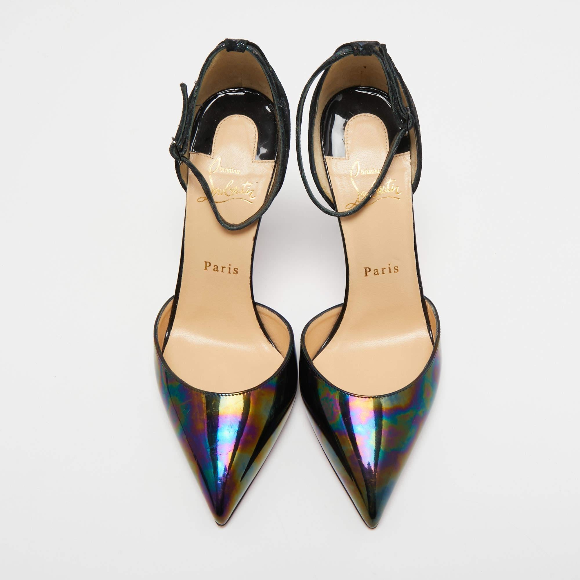 Christian Louboutin Black Iridescent Leather and Pumps Size 38.5 3