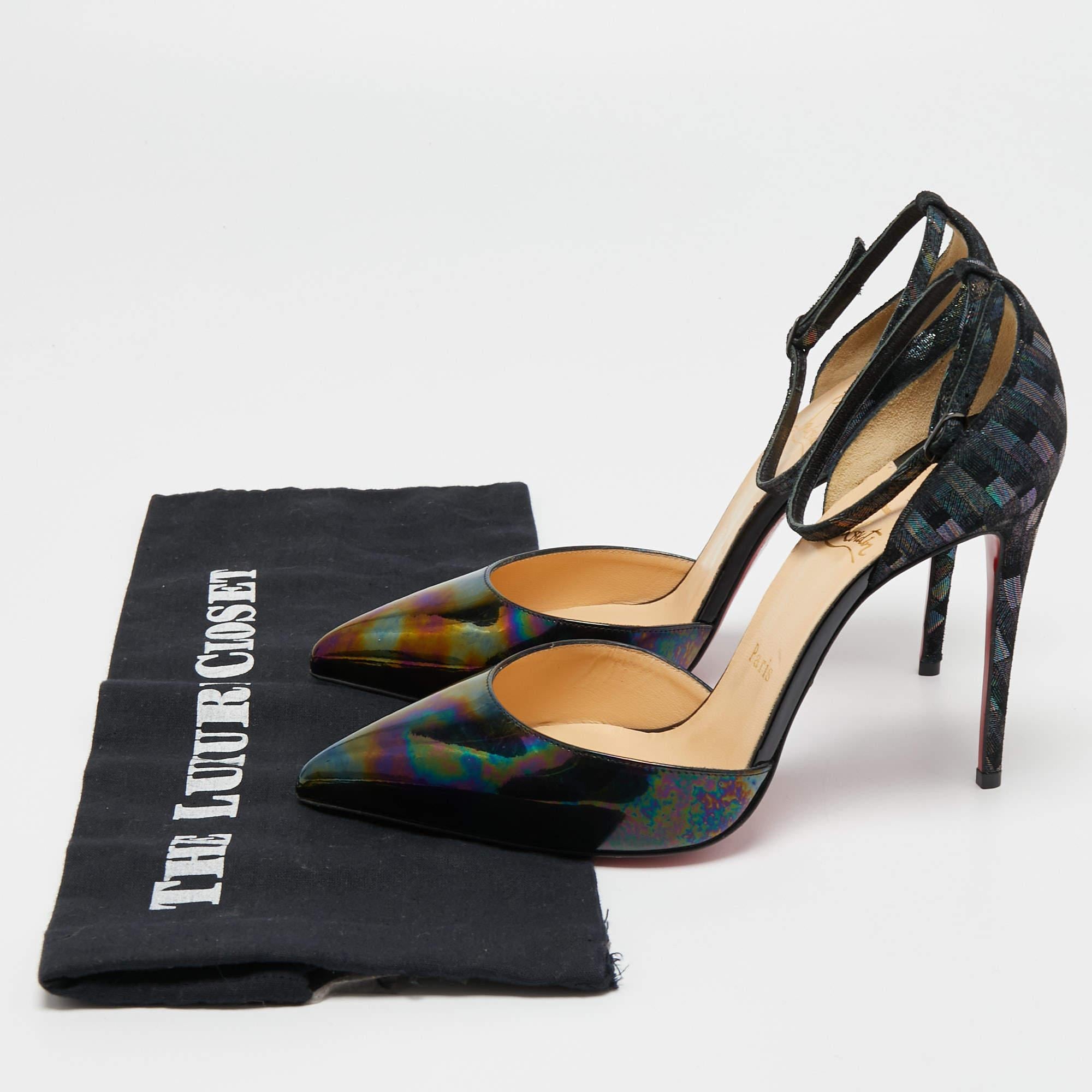 Christian Louboutin Black Iridescent Leather and Pumps Size 38.5 4
