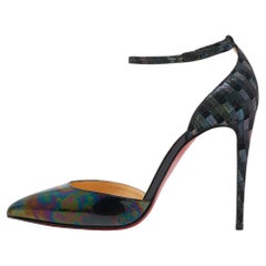 Christian Louboutin Black Iridescent Leather and Pumps Size 38.5