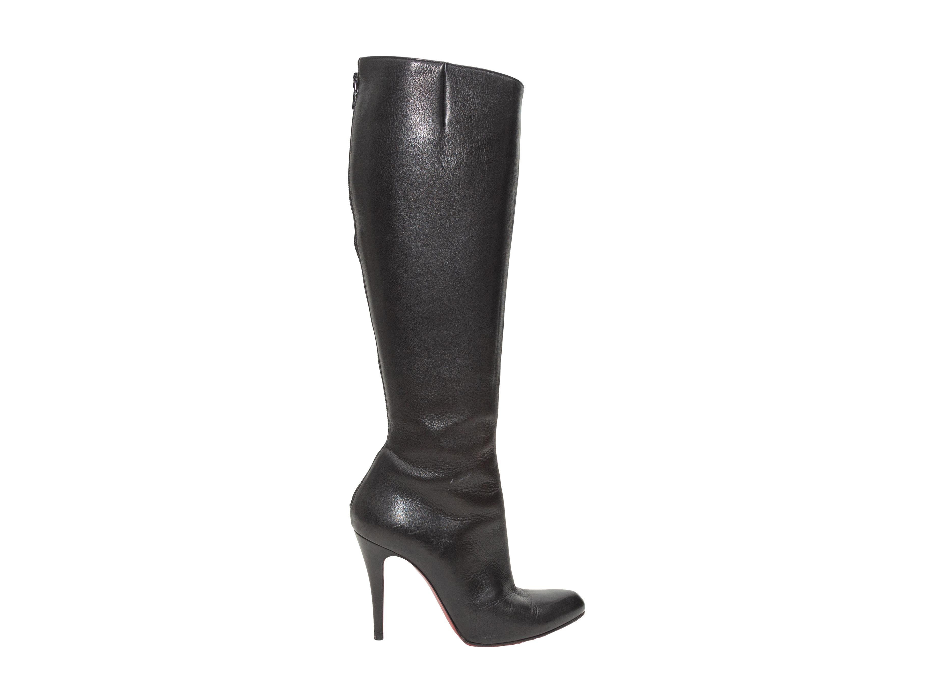 Christian Louboutin Black Knee-High Bourge 100 Boots In Good Condition In New York, NY