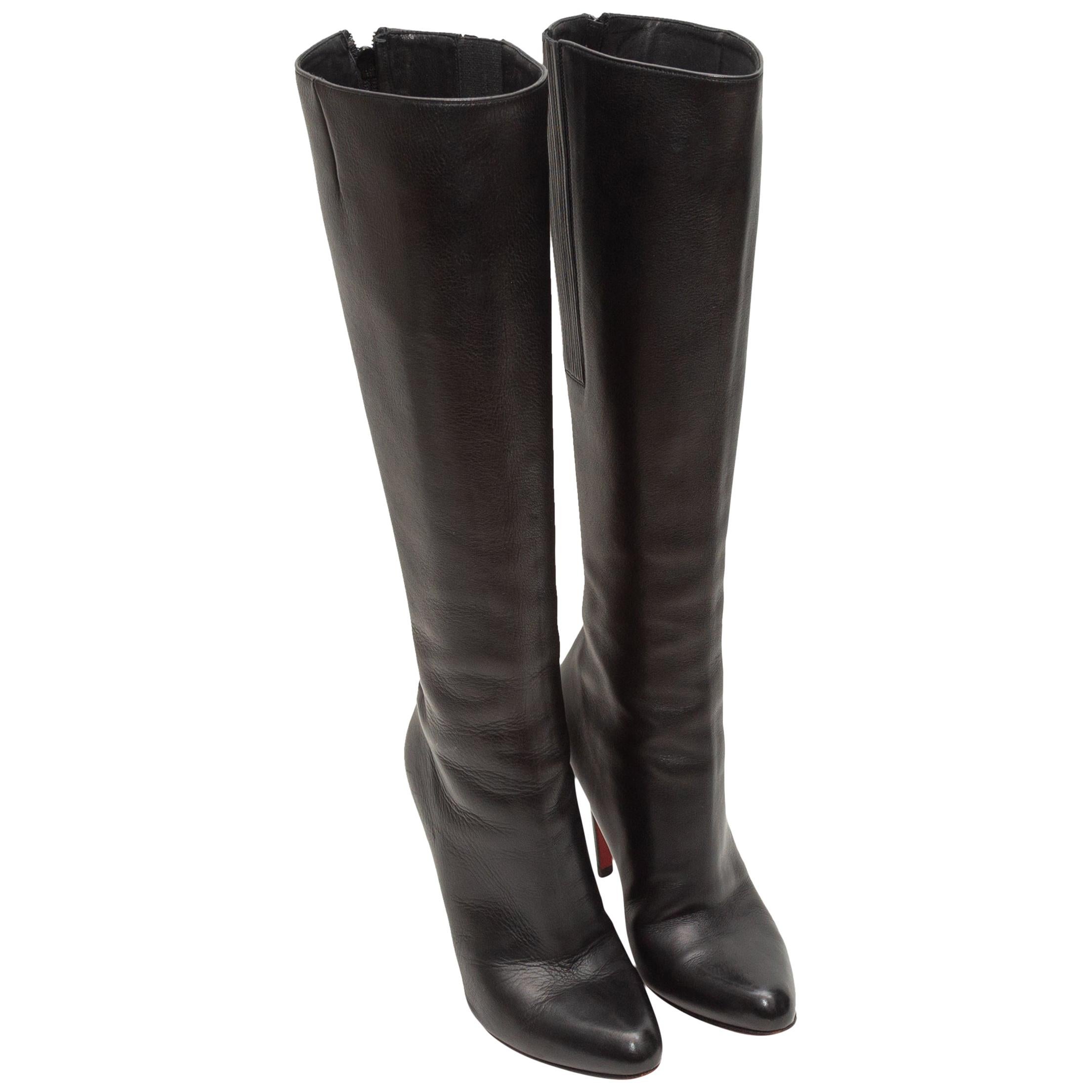 Christian Louboutin Black Knee-High Bourge 100 Boots