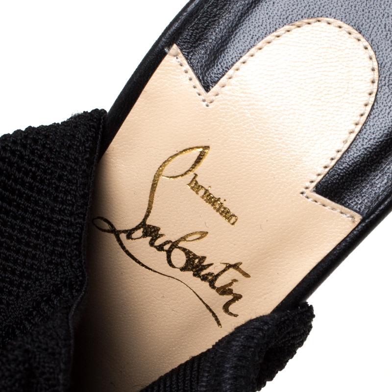 Christian Louboutin Black Knit Fabric Cheminetta Sock Thigh High Boots Size 37 In New Condition In Dubai, Al Qouz 2