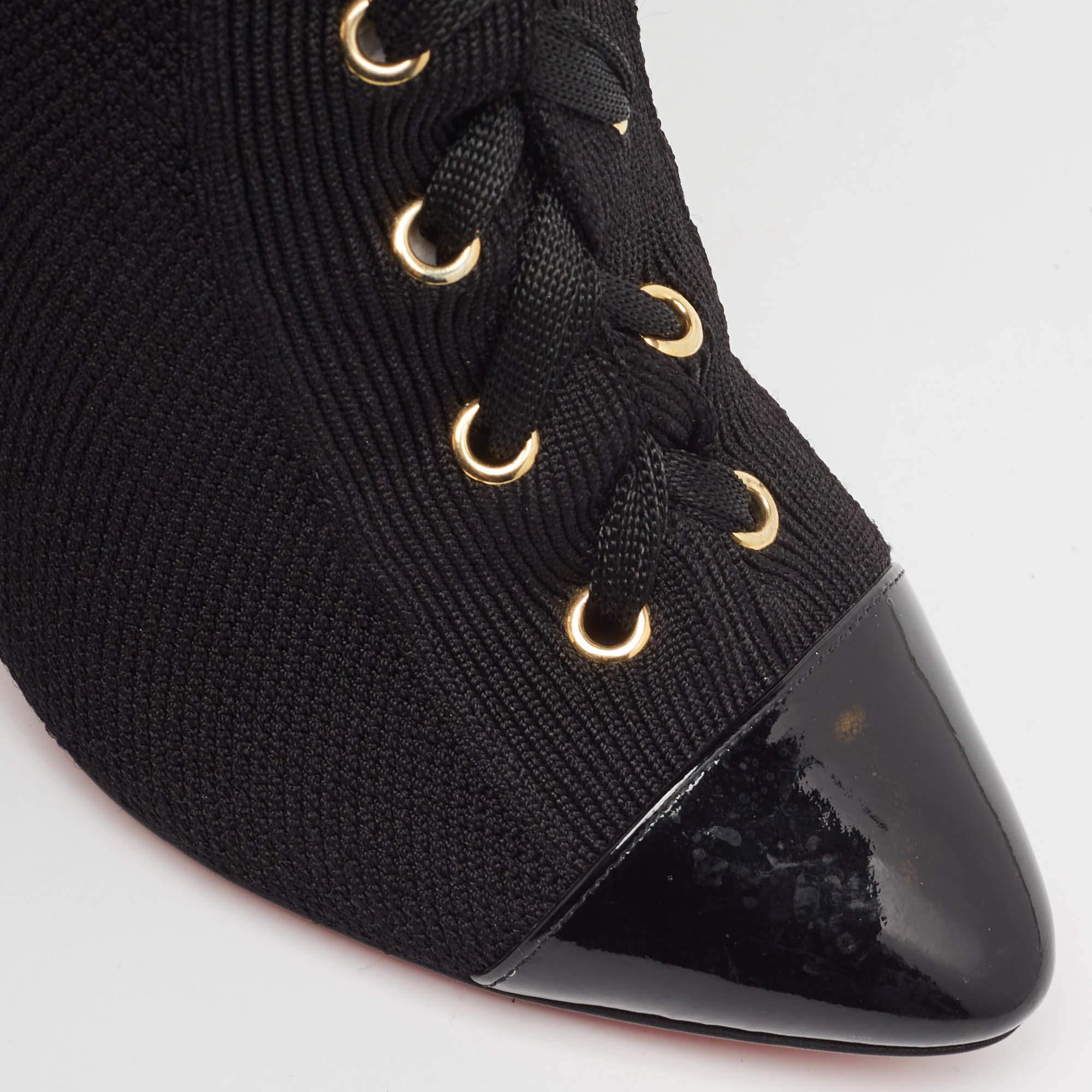 Christian Louboutin Black Knit Fabric Sock Boots Size 37 4
