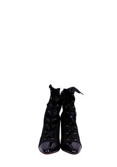 Schwarze Strick-Schnürstiefeletten von Christian Louboutin – EU 39
