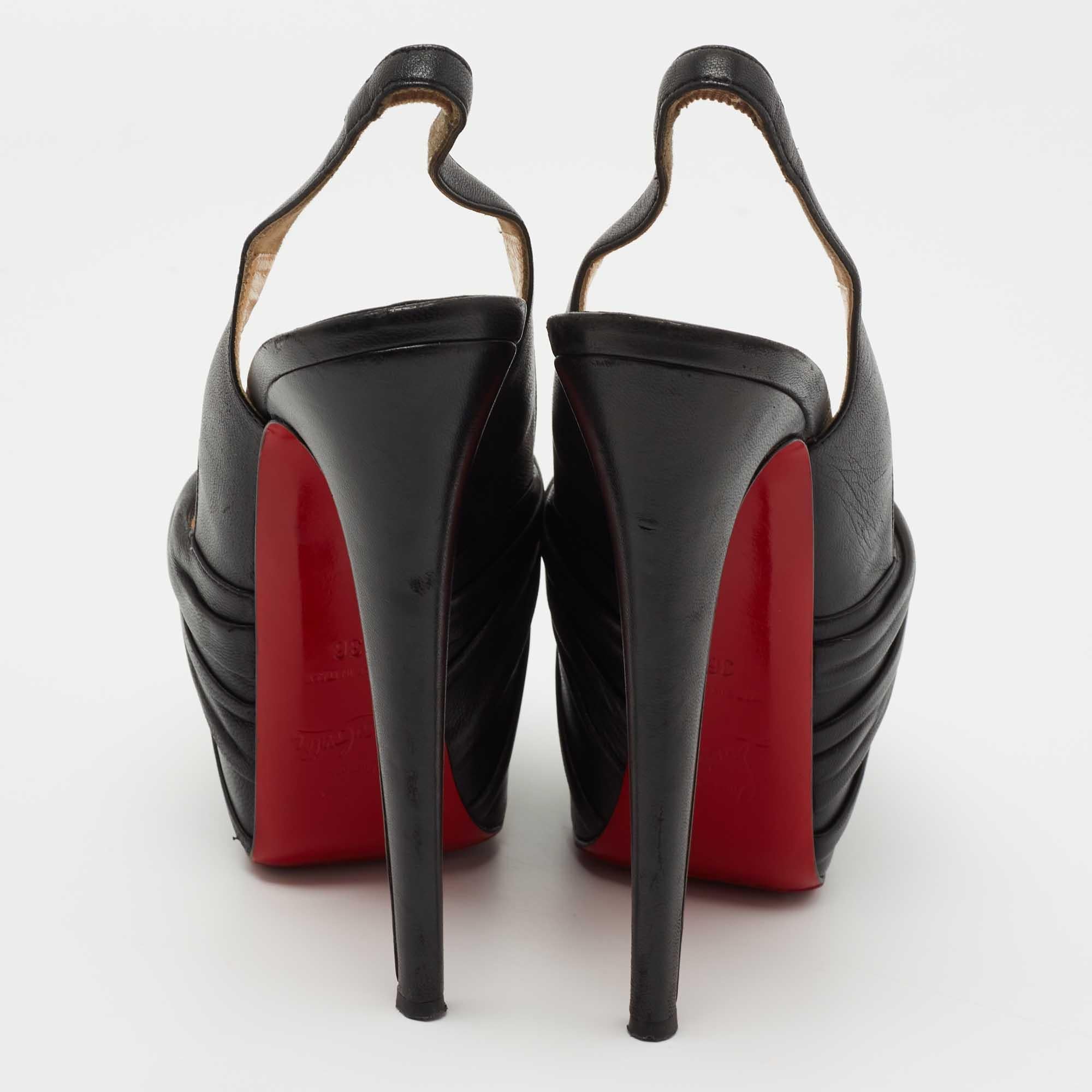 Christian Louboutin Black Knotted Leather Miss Benin Slingback Pumps Size 36 3