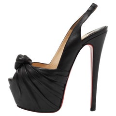 Christian Louboutin Black Knotted Leather Miss Benin Slingback Pumps Size 36