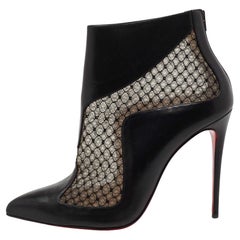 Christian Louboutin Black Lace and Leather Papilloboot Ankle Booties Size 40