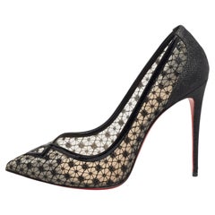 Christian Louboutin Black Lace and Mesh Neoalto Pointed-Toe Pumps Size 41