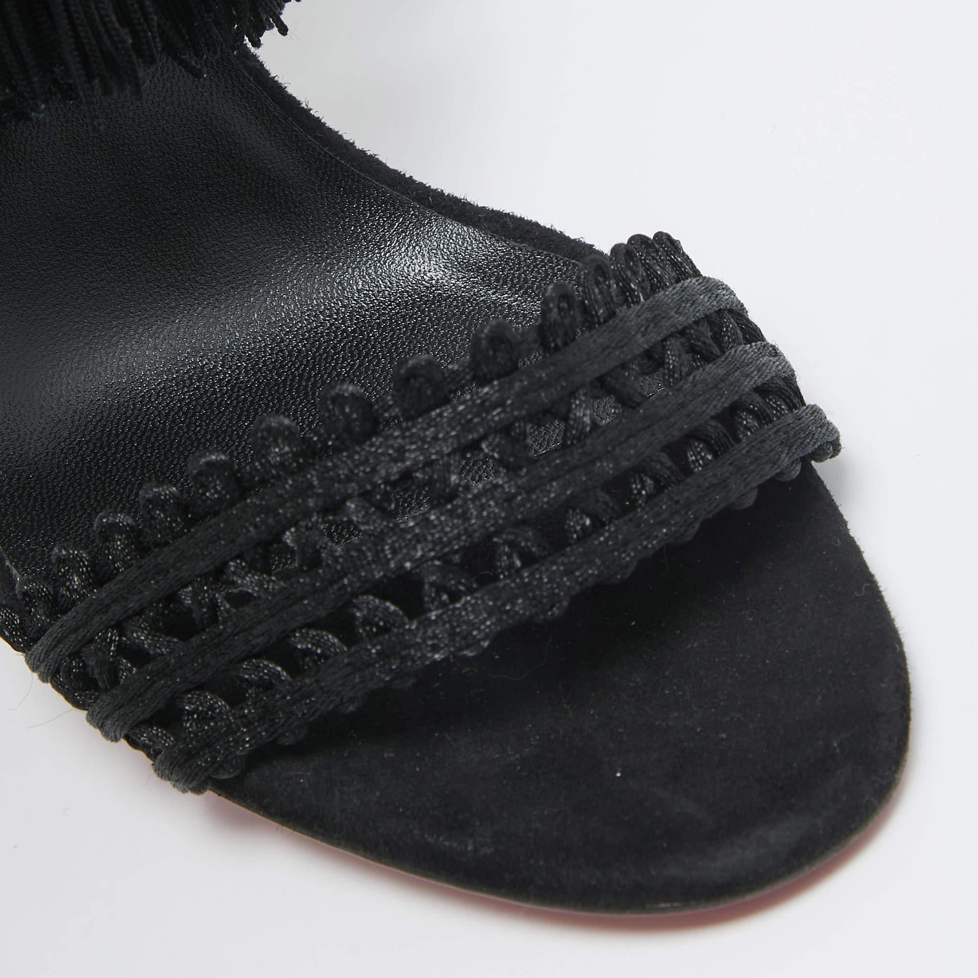 Christian Louboutin Sandales Palma Macrame noires en dentelle et daim, taille 40 en vente 2