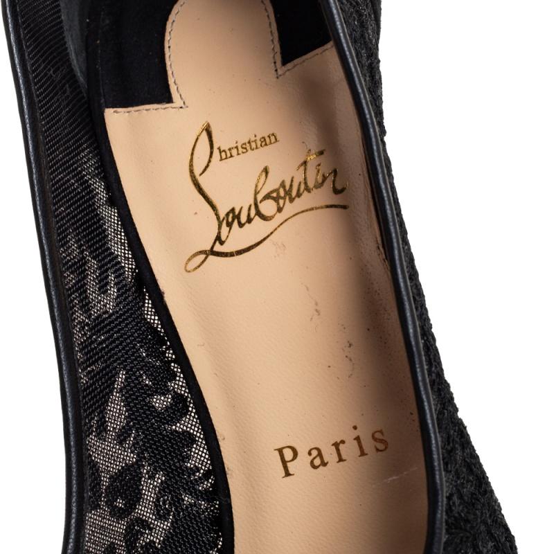 Christian Louboutin Black Lace And Suede So Kate Pumps Size 38.5 1