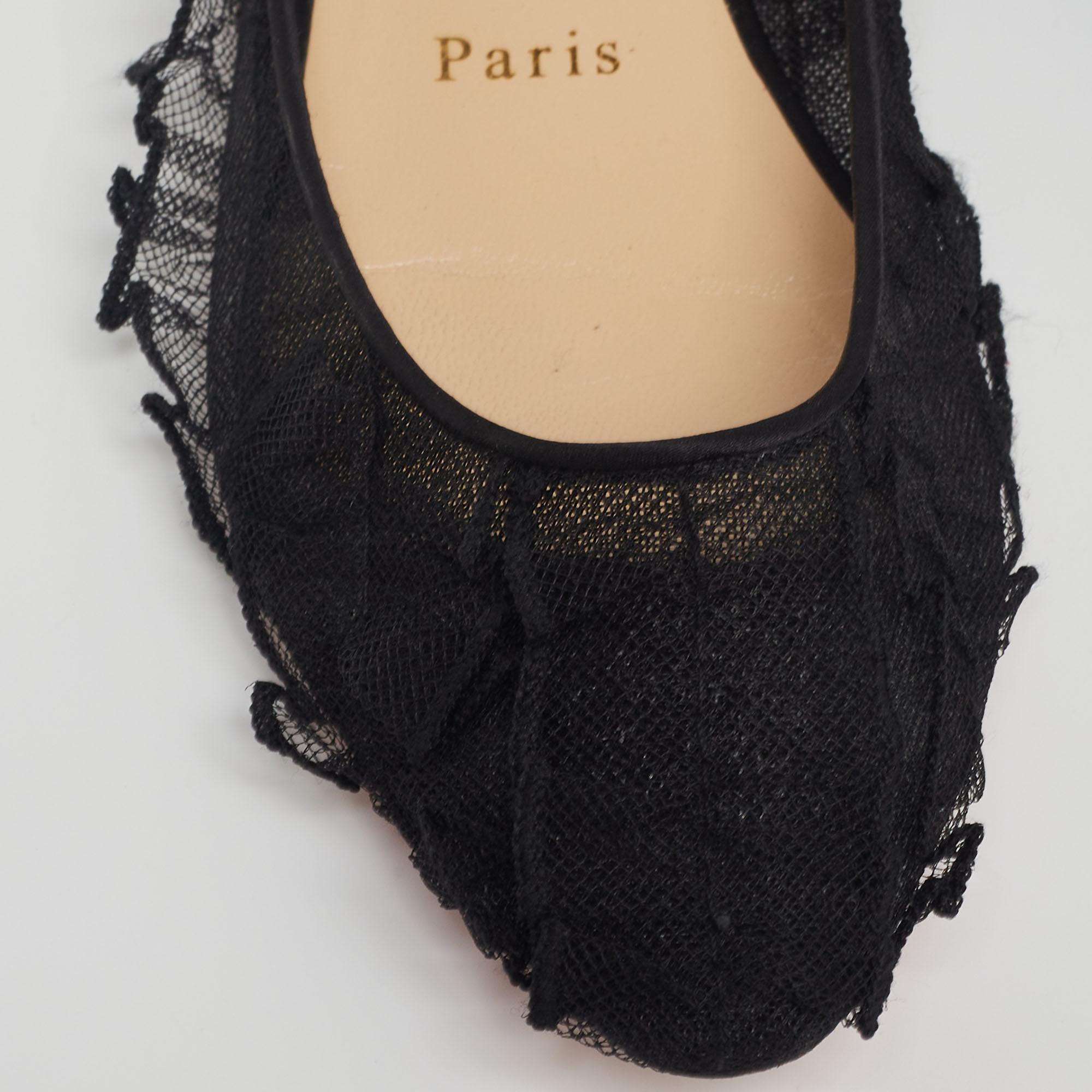Christian Louboutin Black Lace Eloise Ballet Flats Size 36 2