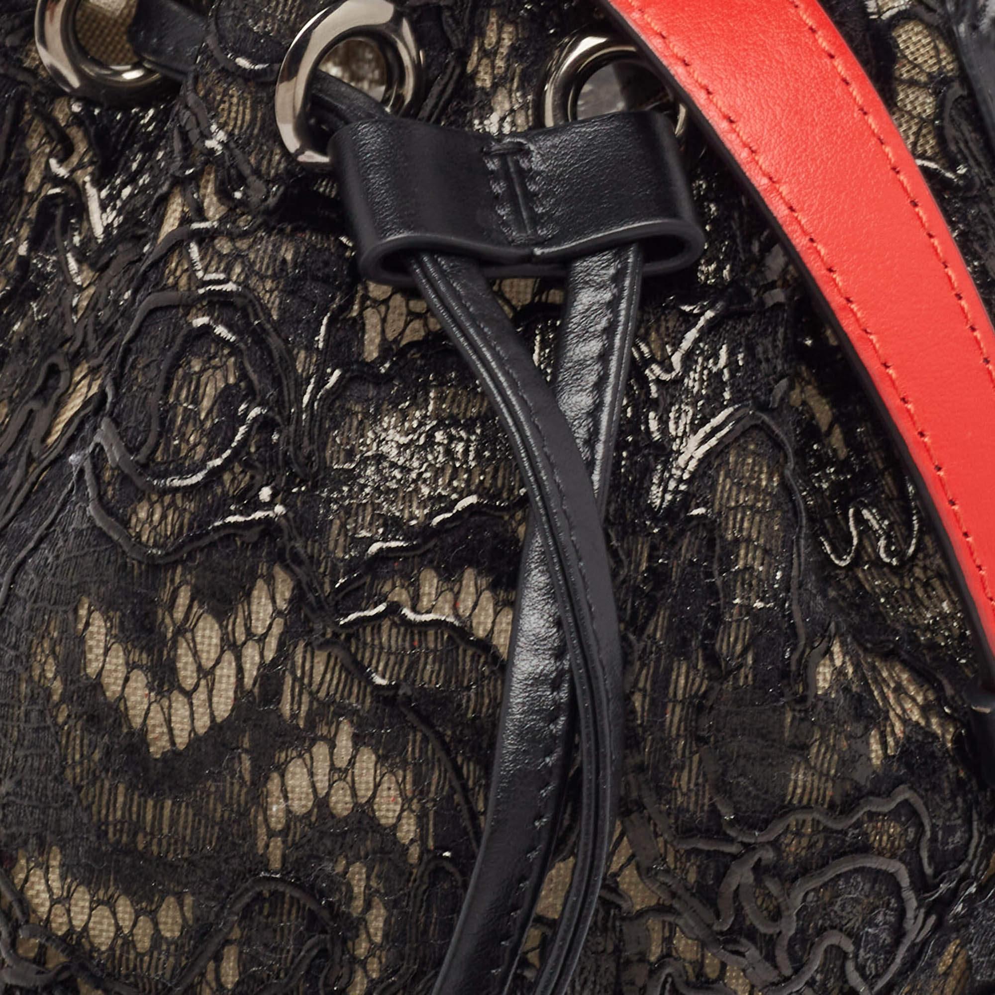 Christian Louboutin Black Lace  Feather and Leather Marie Jane Bucket Bag 1
