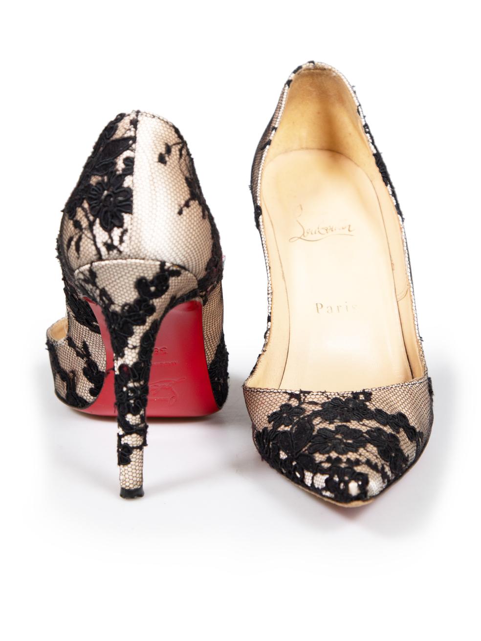 Christian Louboutin Black Lace Pigalle 120 Heels Size IT 38.5 In Good Condition For Sale In London, GB