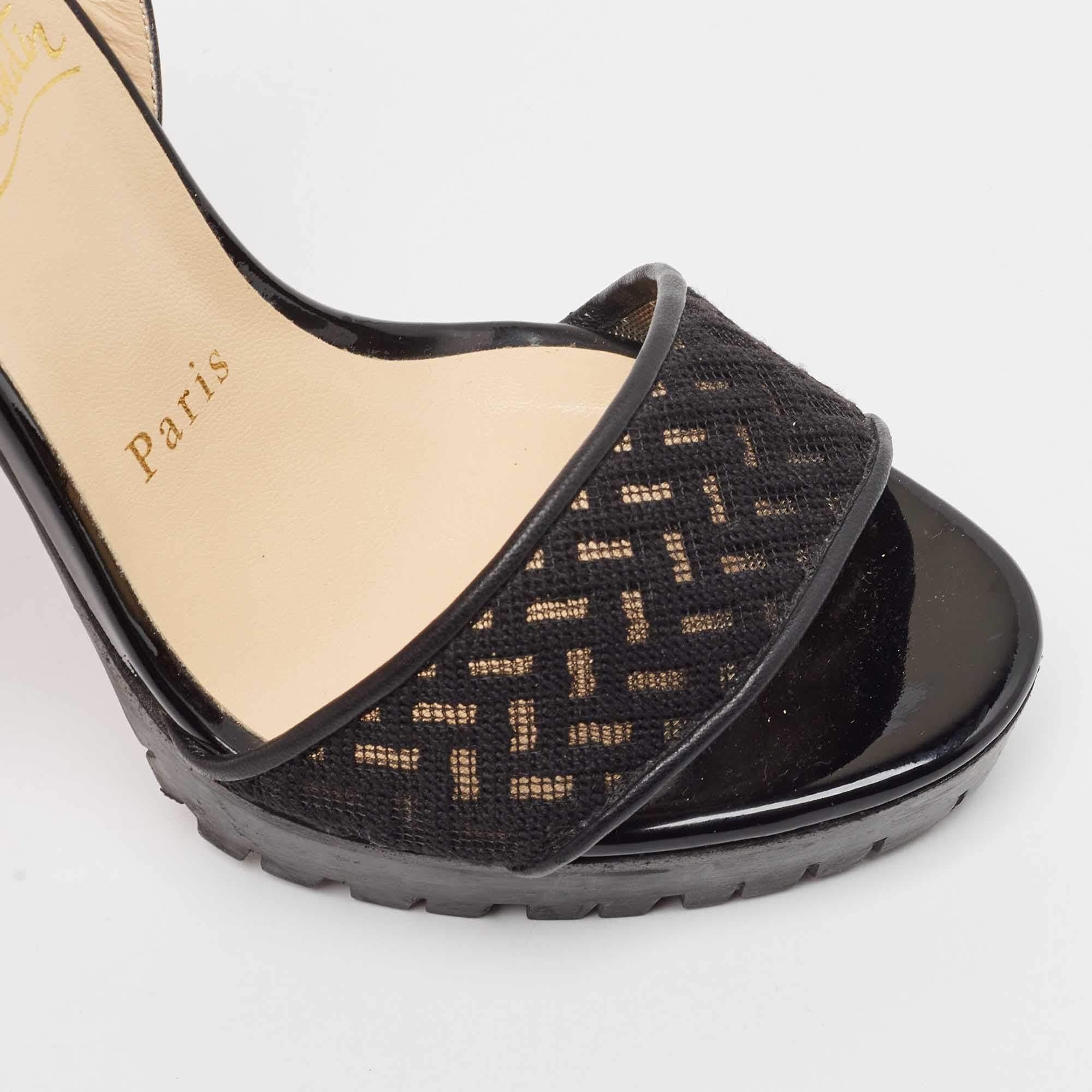 Christian Louboutin Black Lace Volumetric Ankle Strap Sandals Size 35 For Sale 3