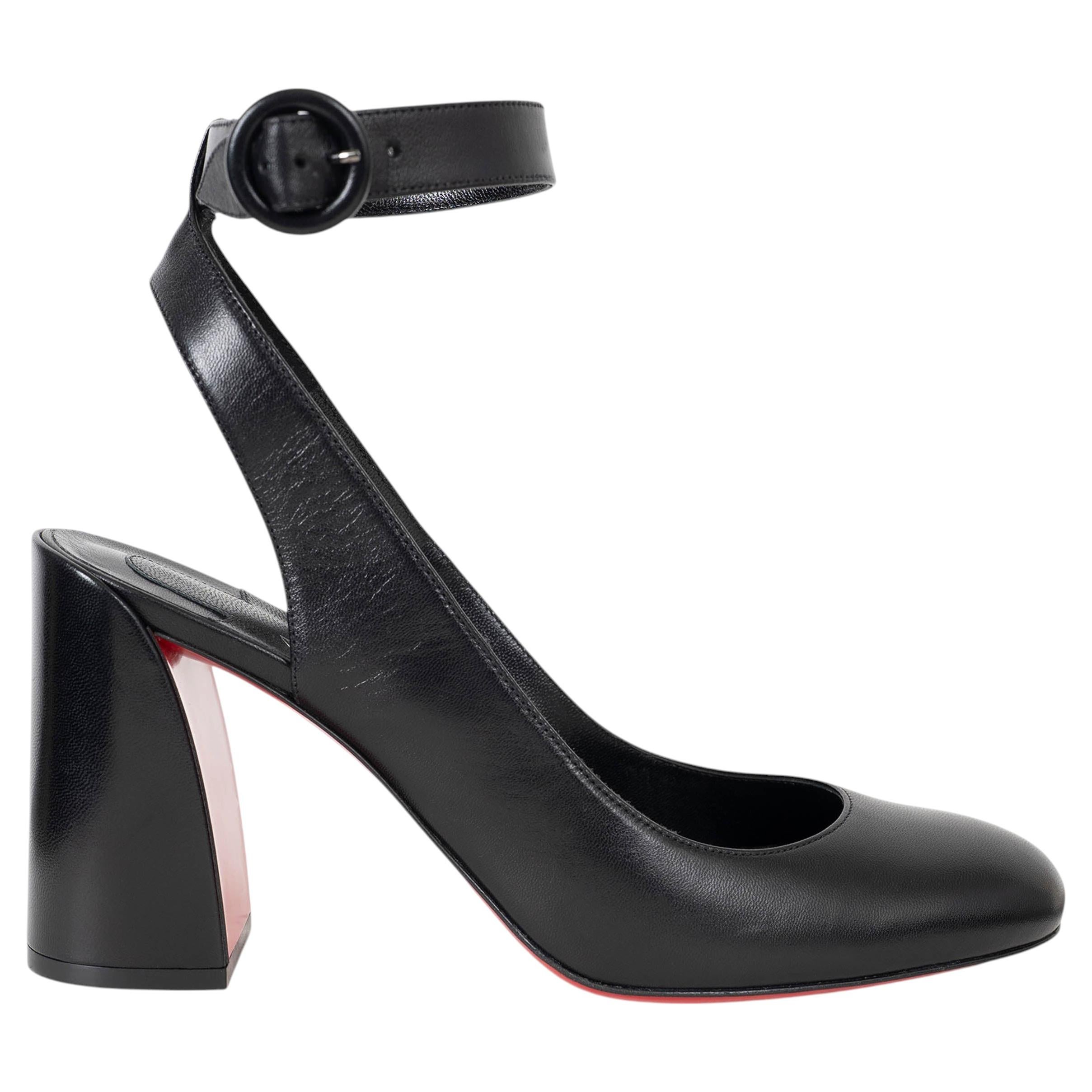CHRISTIAN LOUBOUTIN black leather 2023 MISS SAB Slingbacks Shoes 39