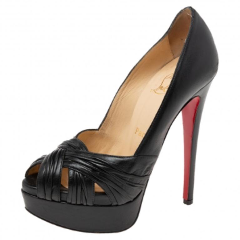 Christian Louboutin Bombas de plataforma Aborina de cuero negro Talla 35 Negro en venta