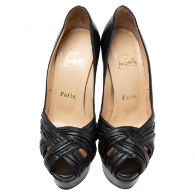 De las mujeres Christian Louboutin Bombas de plataforma Aborina de cuero negro Talla 35 en venta