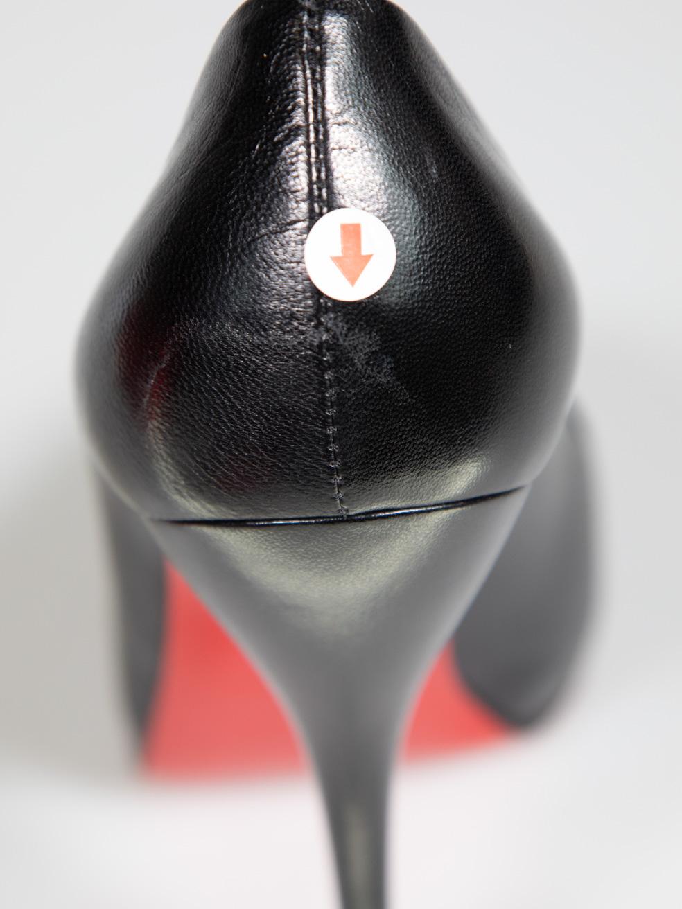 Christian Louboutin Black Leather Almond Toe Detail Pumps Size IT 36.5 2