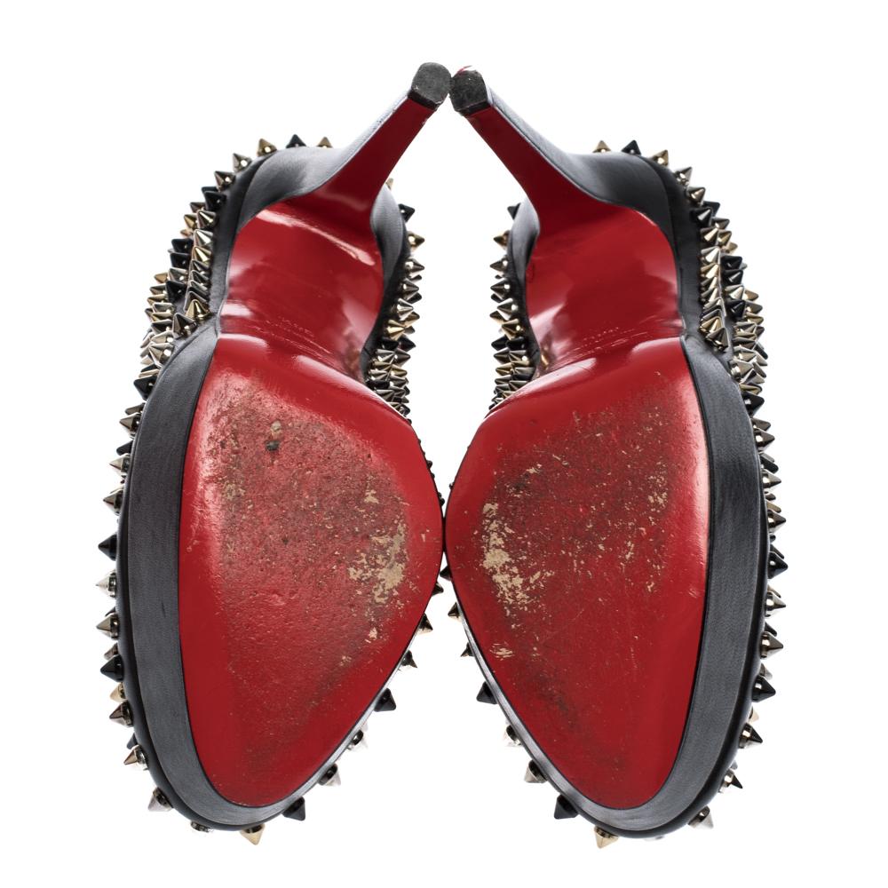Christian Louboutin Schwarz Leder Alti Spike Plateau Pumps Größe 36::5 Damen