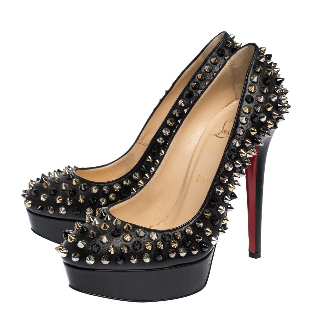 Christian Louboutin Schwarz Leder Alti Spike Plateau Pumps Größe 36::5 3