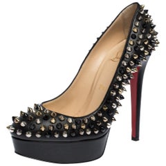 Christian Louboutin Black Leather Alti Spike Platform Pumps Size 36.5