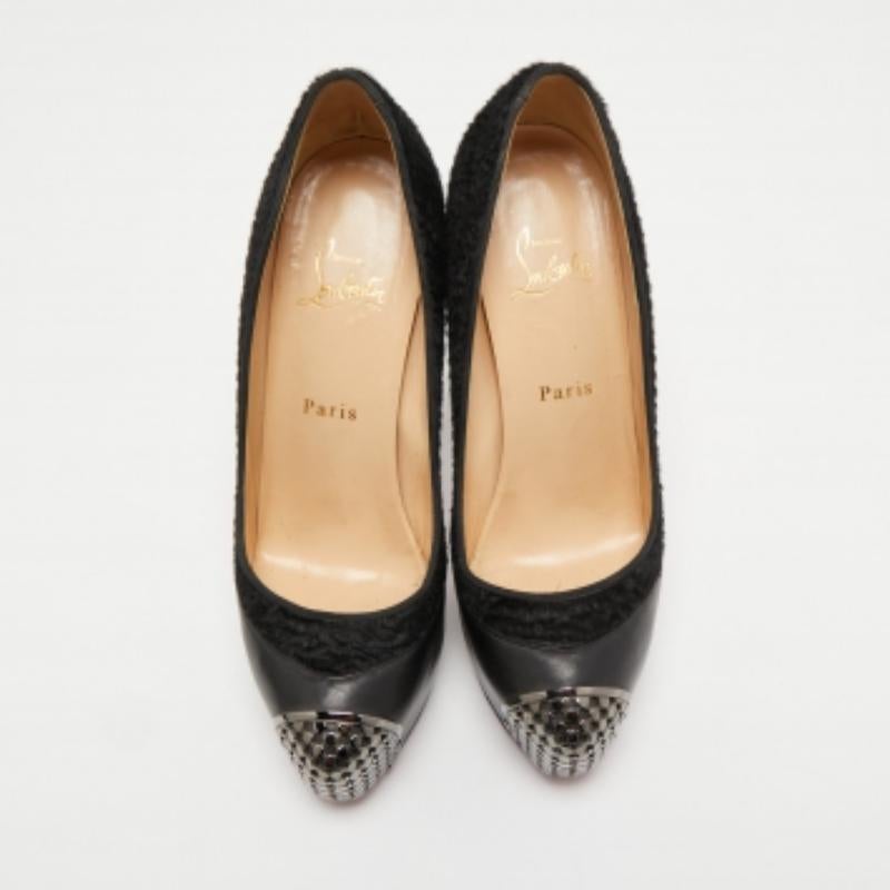 Christian Louboutin Bombas Maggie de piel negra y pelo de becerro Talla 38.5 Negro en venta
