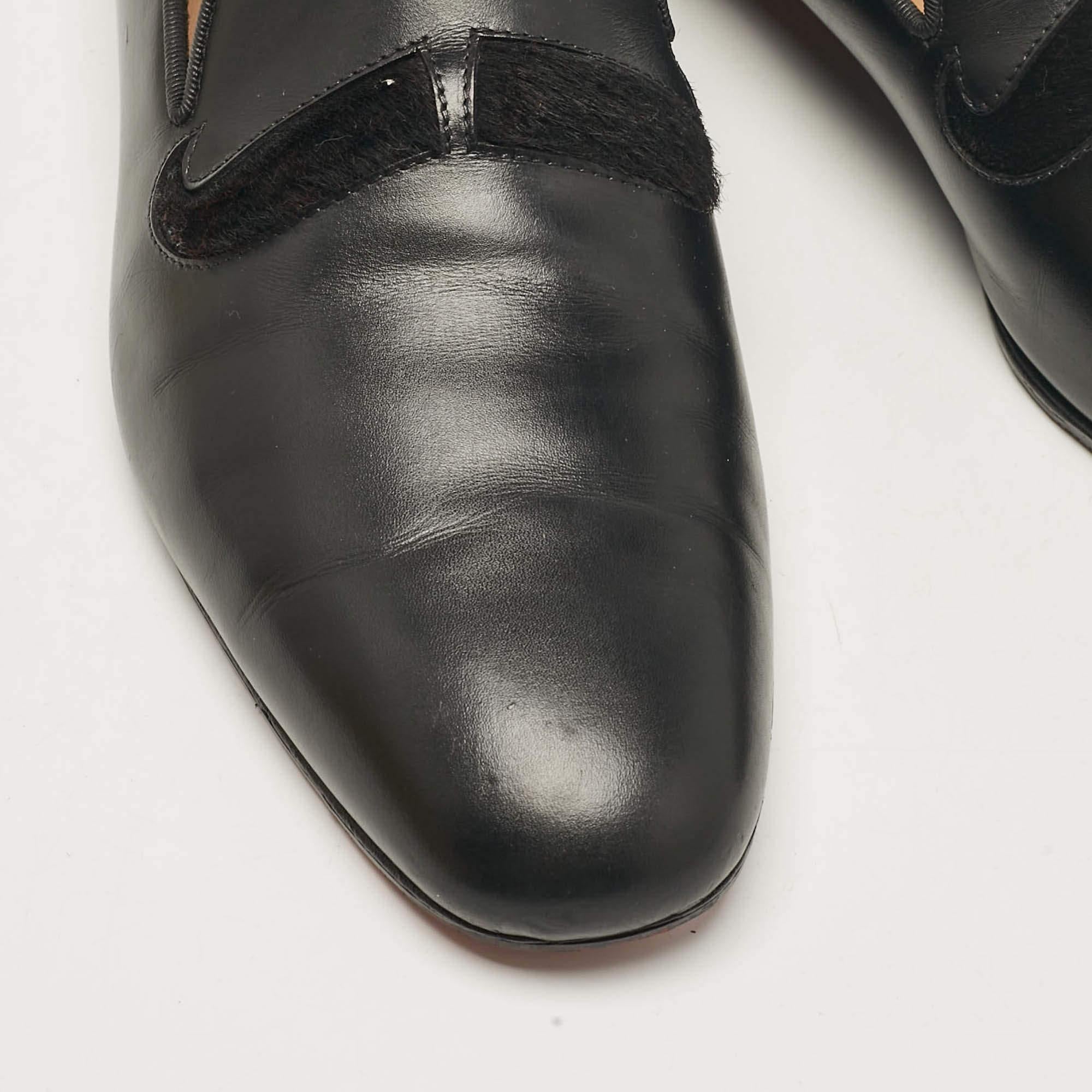 Christian Louboutin Pantofole da fumo in pelle nera e pelo di vitello misura 43 in vendita 3