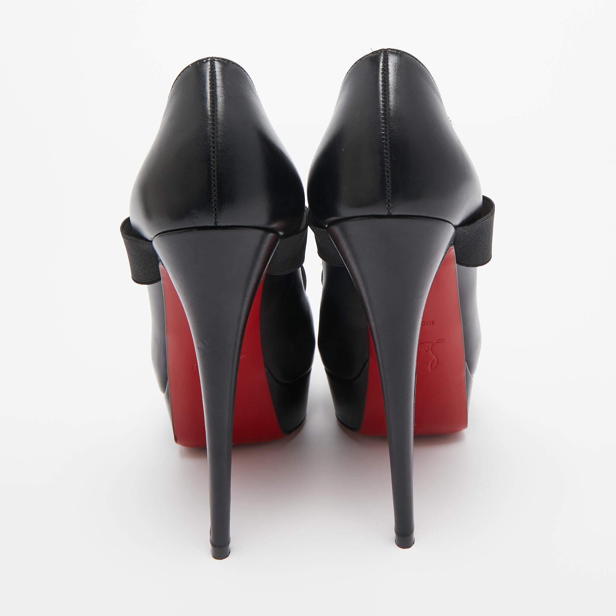 Christian Louboutin - Bracelet croisé en cuir noir et élastique  Escarpins taille 38,5 1