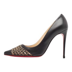 Christian Louboutin Black Leather and Mesh Bareta Pumps Size 37