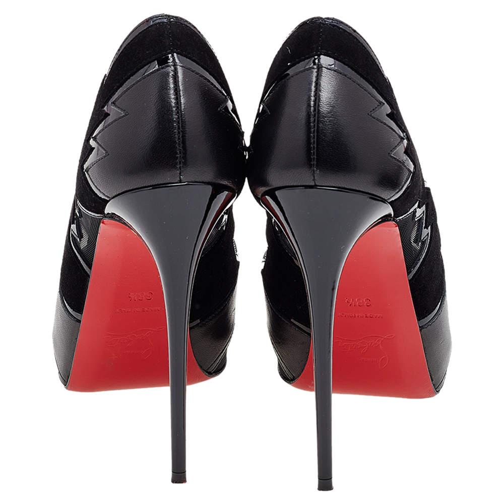 Christian Louboutin Black Leather And Mesh Explozina Pumps Size 38.5 1