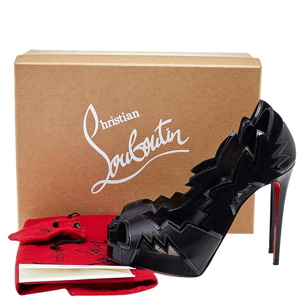 Christian Louboutin Black Leather And Mesh Explozina Pumps Size 38.5 4