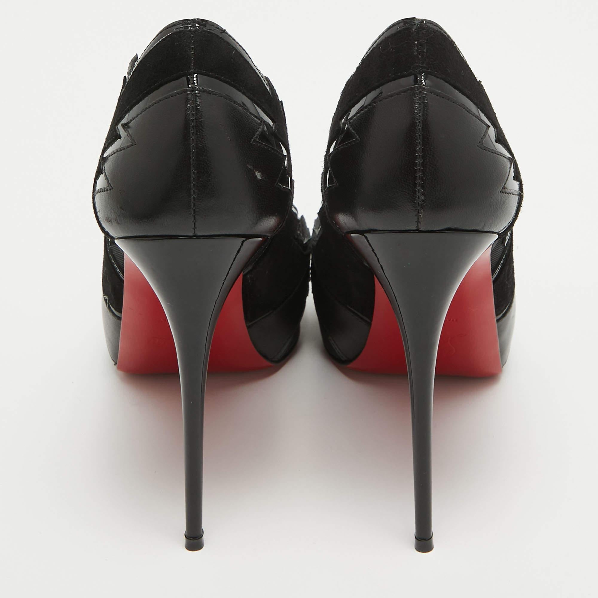 Christian Louboutin Black Leather and Mesh Explozina Pumps Size 40 For Sale 1
