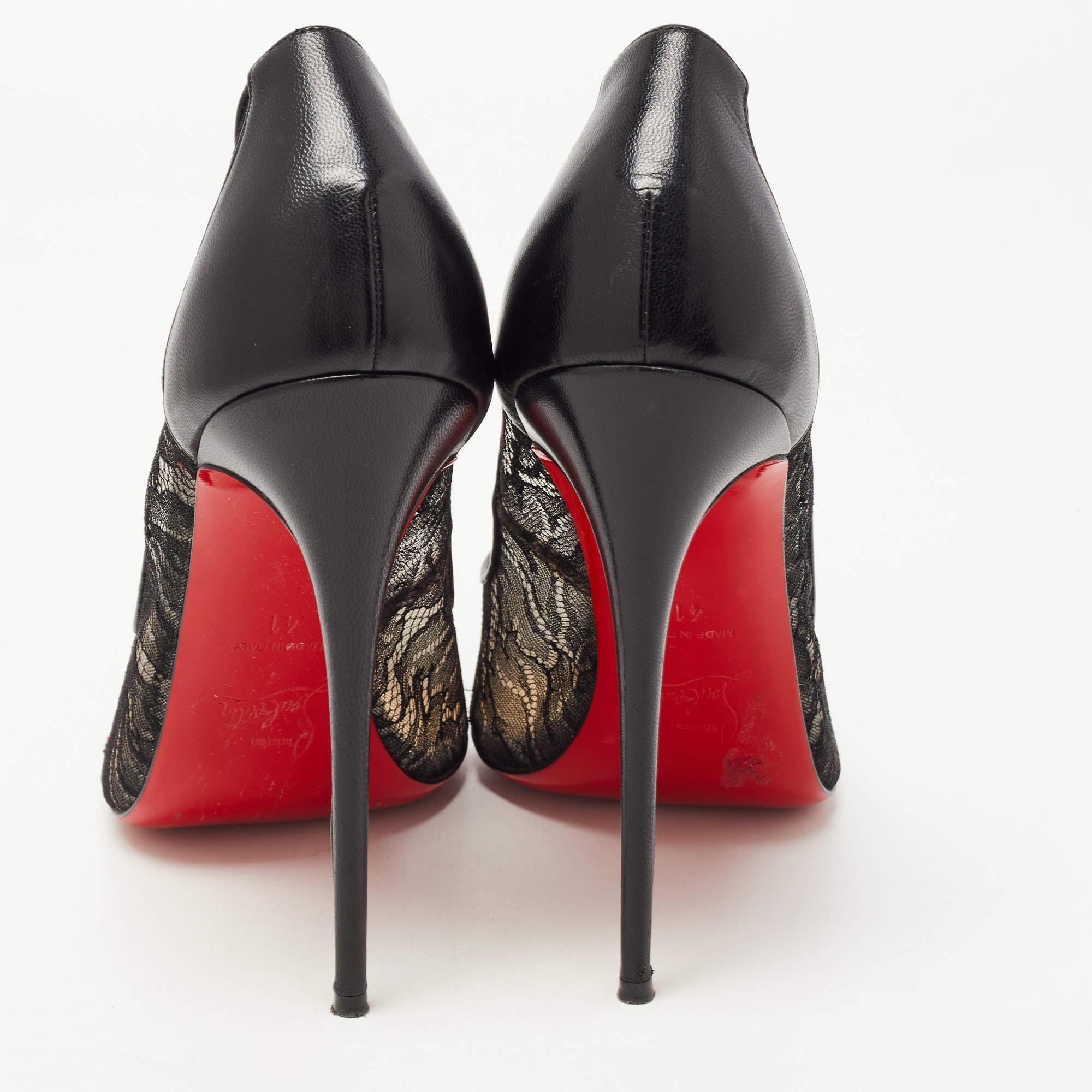 Christian Louboutin Black Leather and Mesh Follies Pumps Size 41 2