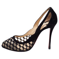 Christian Louboutin Black Leather And Mesh K Racas Pumps Size 39.5