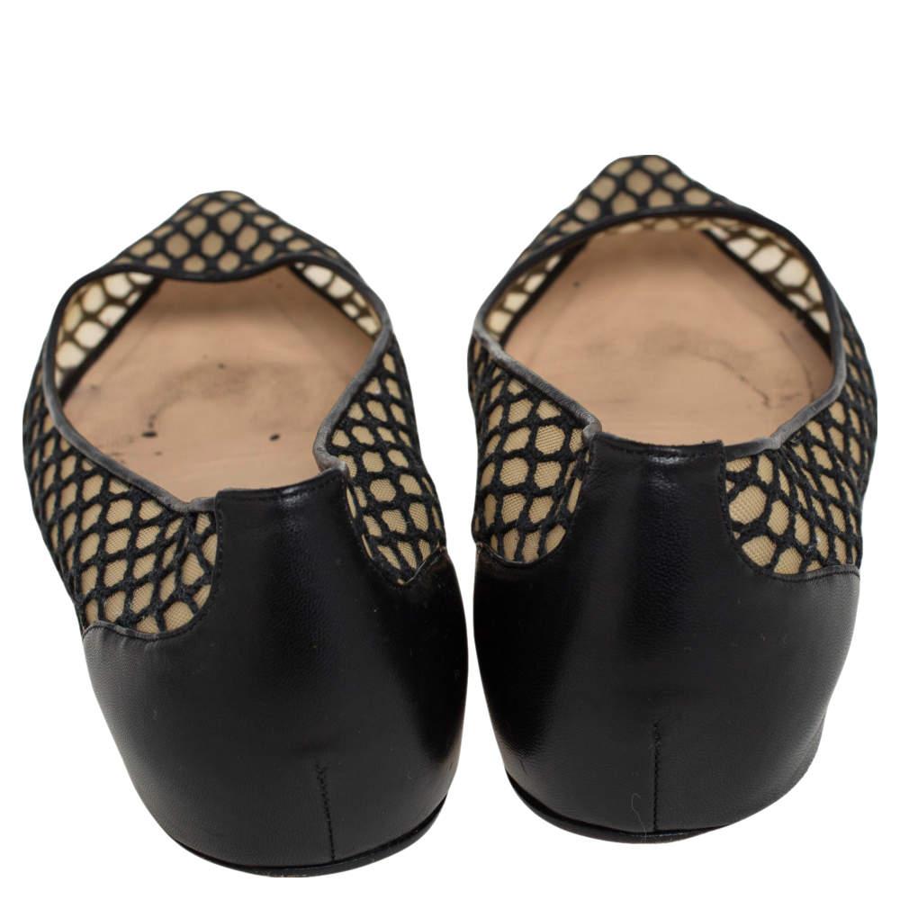 Christian Louboutin Black Leather and Mesh Miss Mix Ballet Flats Size 39 1