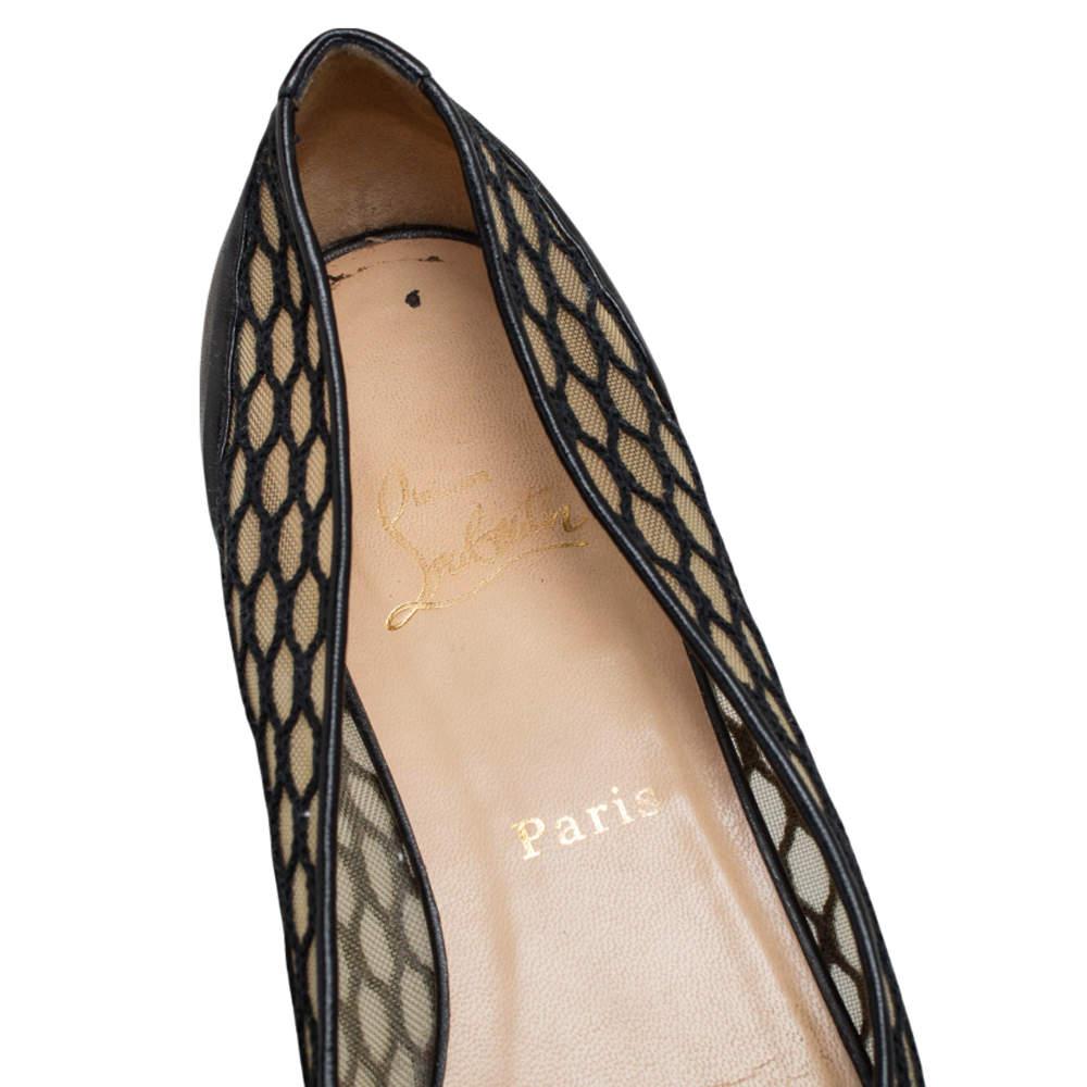 Christian Louboutin Black Leather and Mesh Miss Mix Ballet Flats Size 39 3