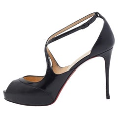 Christian Louboutin Black Leather and Patent Mira Bella Sandals Size 41