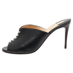 Christian Louboutin Black Leather And PVC Mules Size 39