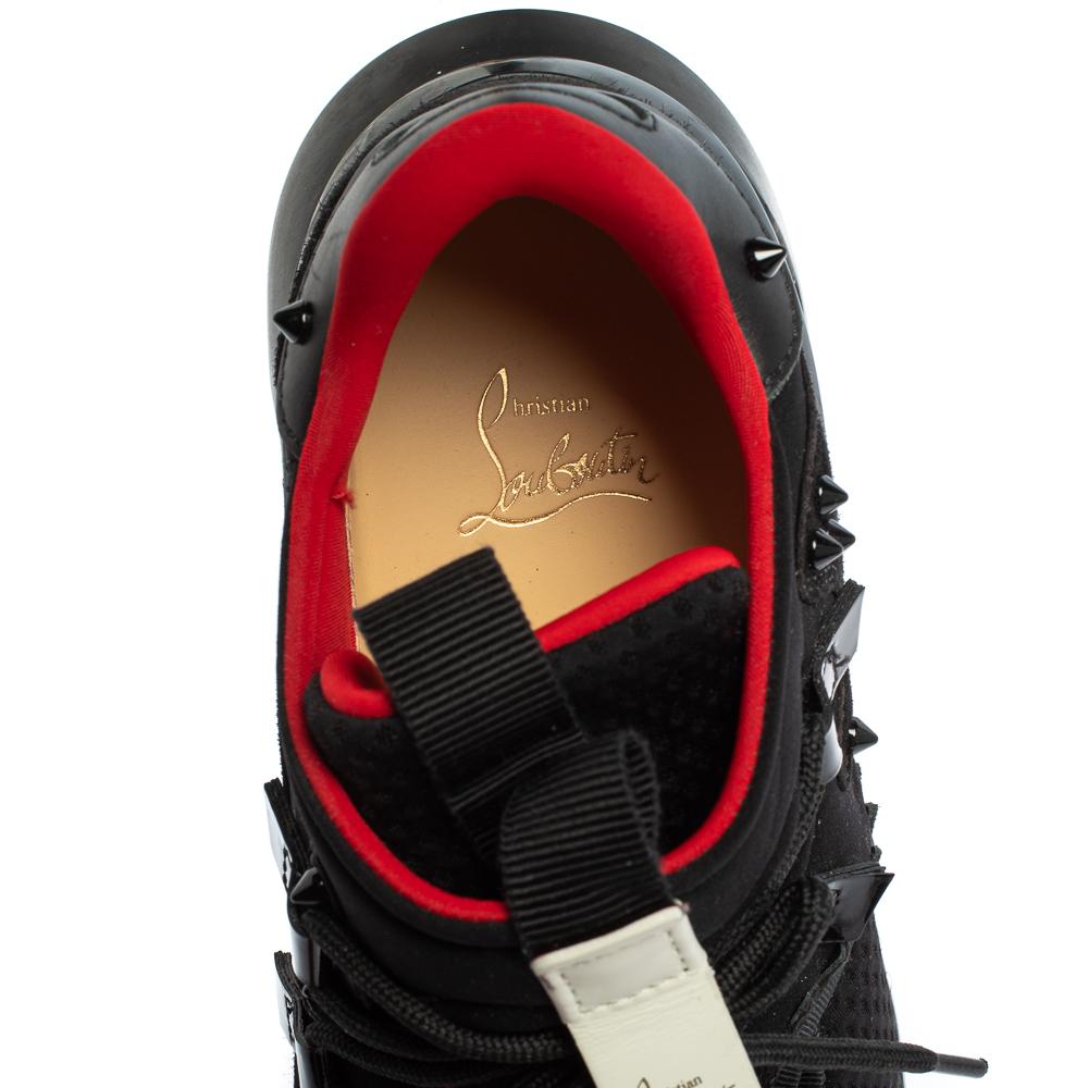Christian Louboutin Schwarzes Leder und rote Läufer Low Top Turnschuhe Größe 42::5 1