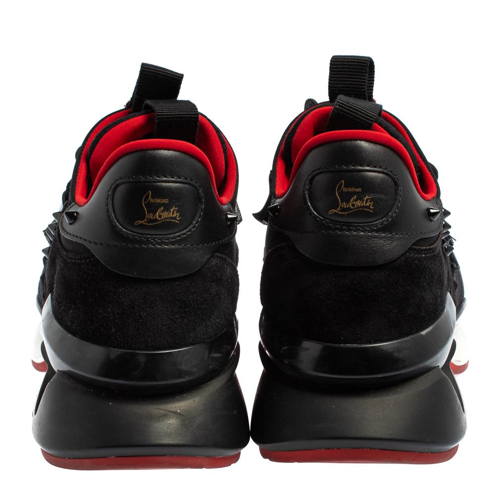 Christian Louboutin Schwarzes Leder und rote Läufer Low Top Turnschuhe Größe 42::5 3