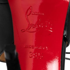 Christian Louboutin Black Leather and Suede Ferme Rouge Cut-Out Pumps Size 38.5