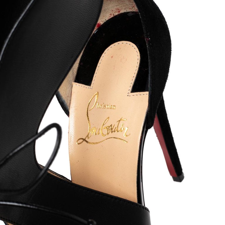Christian Louboutin Black Leather and Suede Ferme Rouge CutOut Pumps