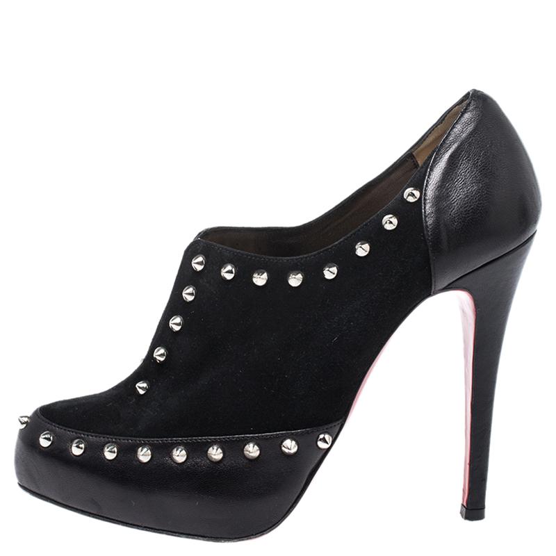 Christian Louboutin is a popular choice amongst luxury lovers. This super chic pair of ankle booties, crafted from leather and V vamps and detailing of spikes and studs. They are complete with 12 cm heels and leather insoles.

Includes: The Luxury