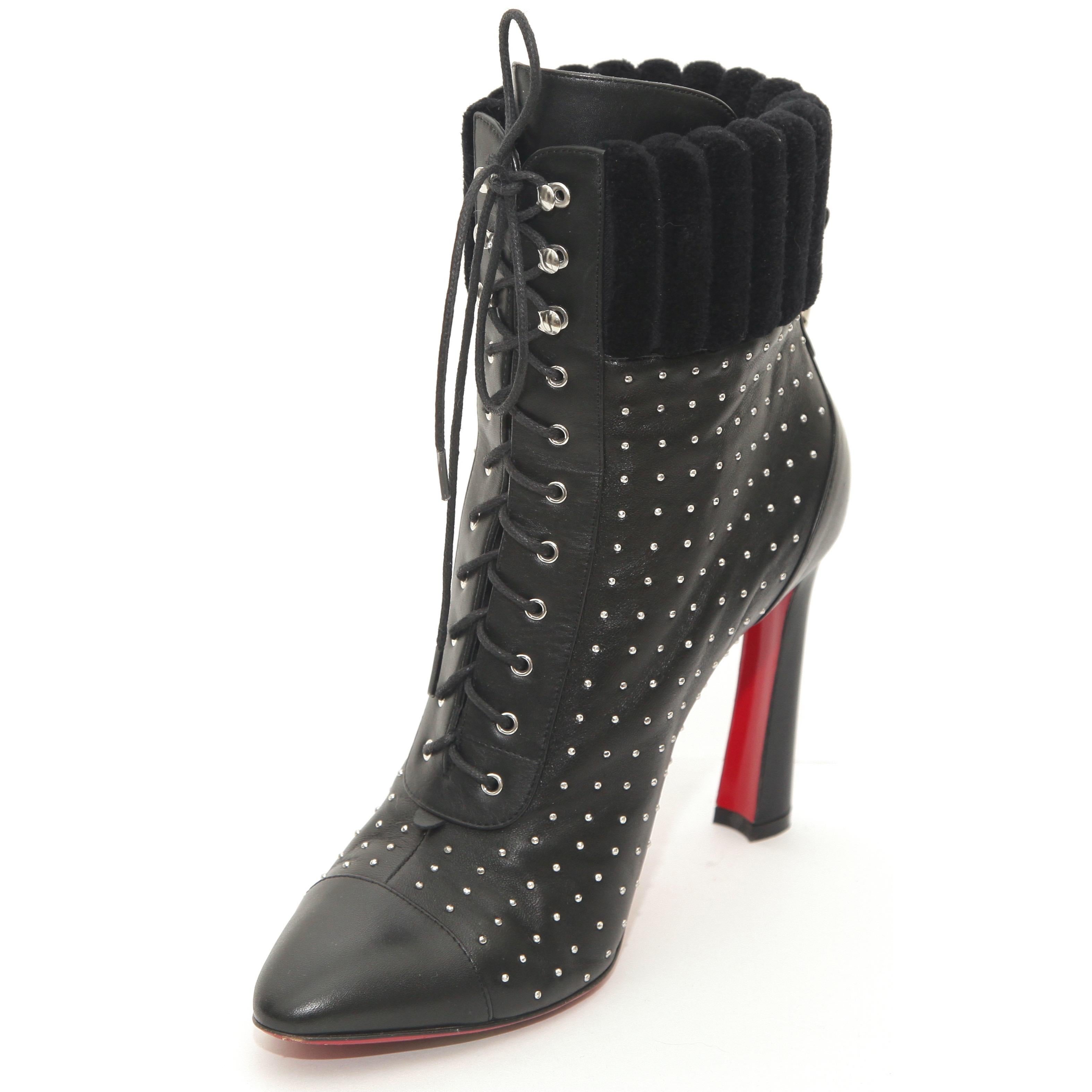 black ankle boots with silver studs