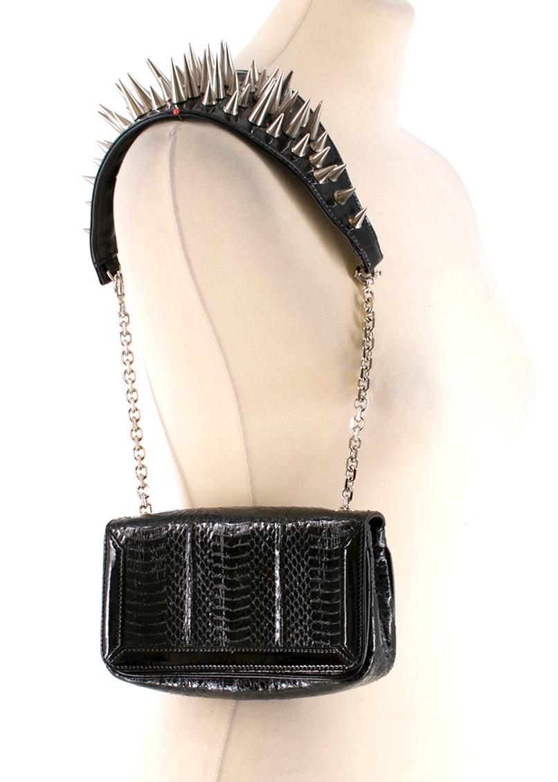 Women's Christian Louboutin Black Leather Artemis Spike Stud Python Bag one size