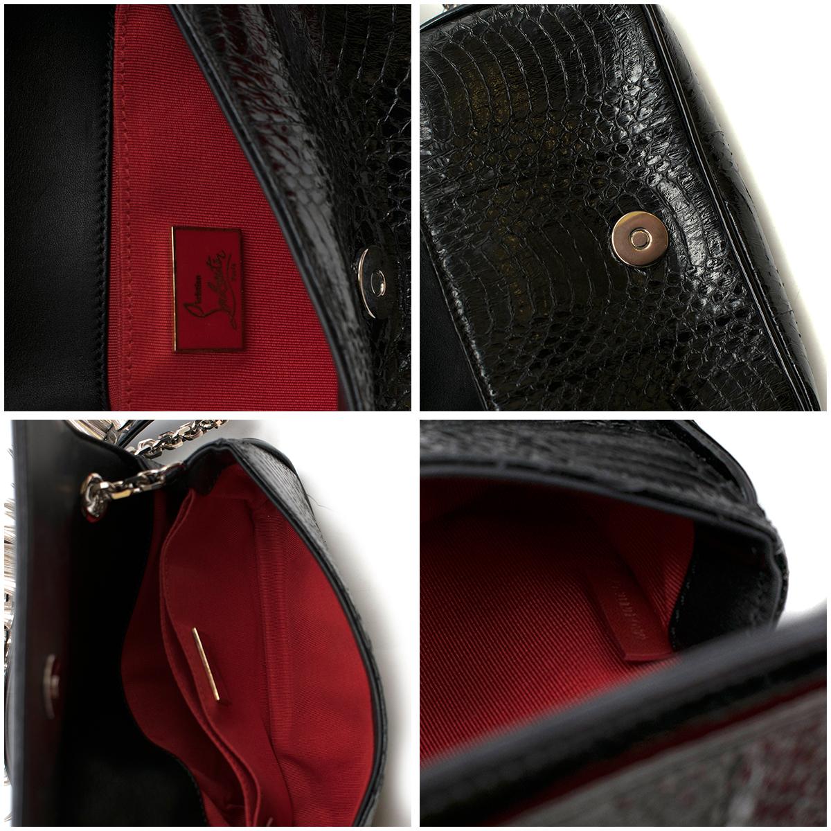 Christian Louboutin Black Leather Artemis Spike Stud Python Bag one size 1