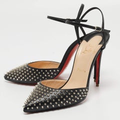 Christian Louboutin Black Leather Baila Ankle Strap Pumps Size 40