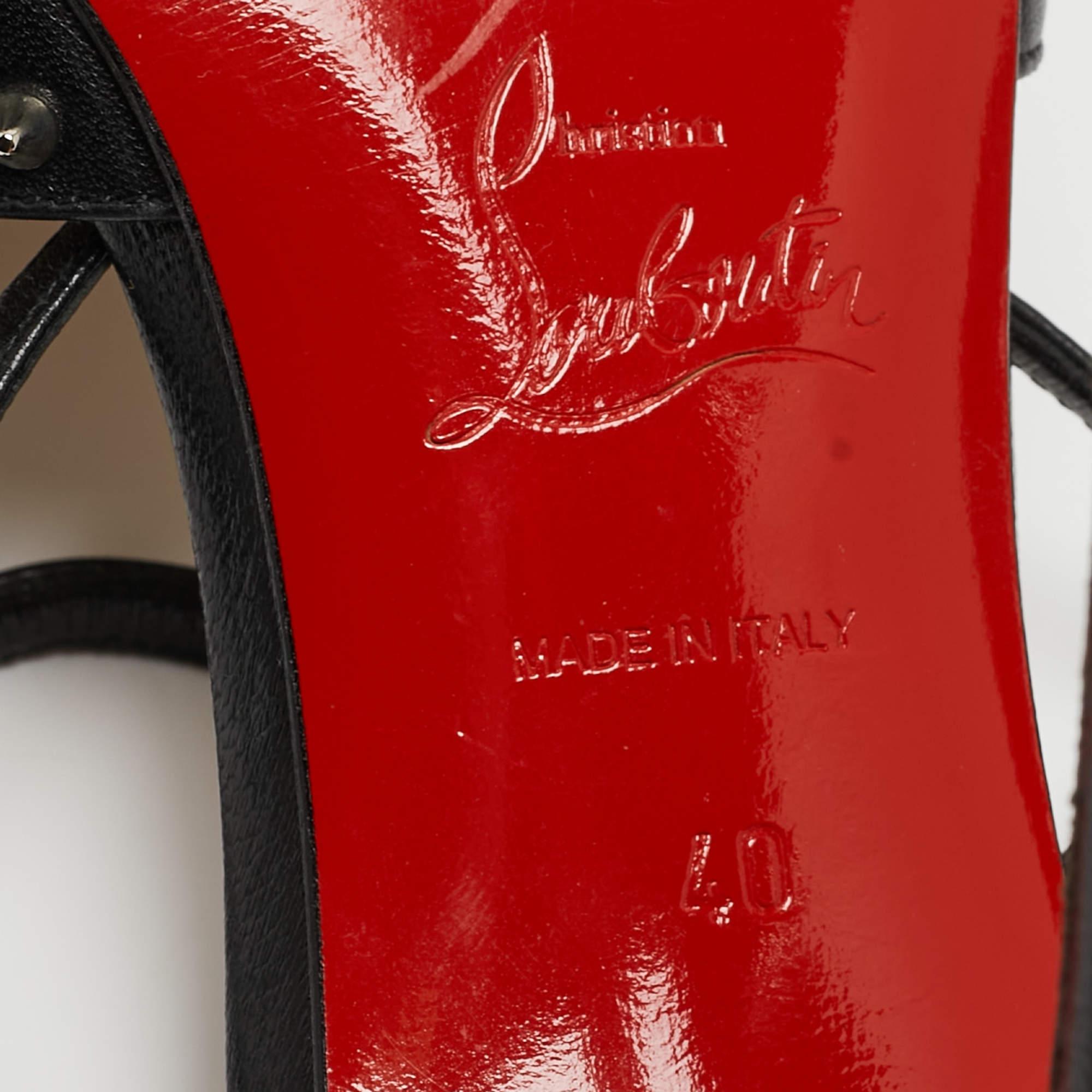 Christian Louboutin Black Leather Baila Ankle Strap Pumps Size 40 For Sale 3