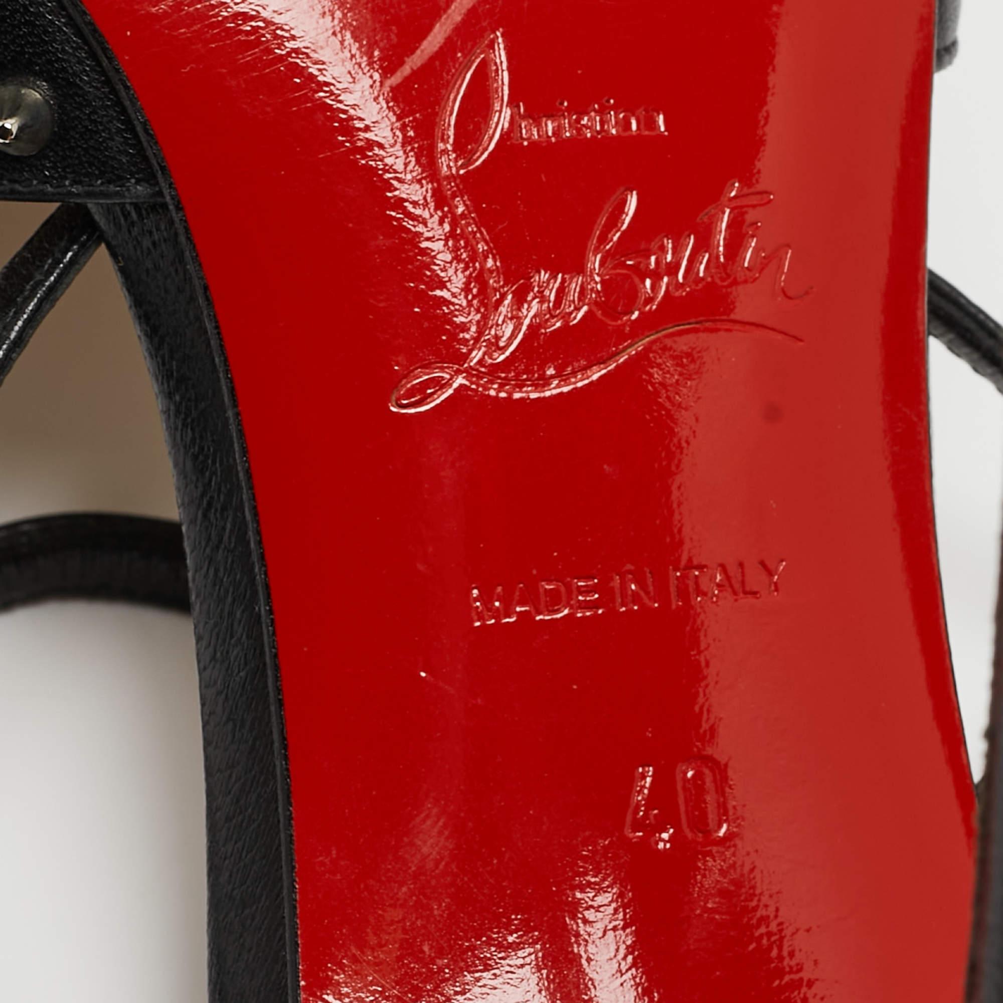 Christian Louboutin Black Leather Baila Ankle Strap Pumps Size 40 3